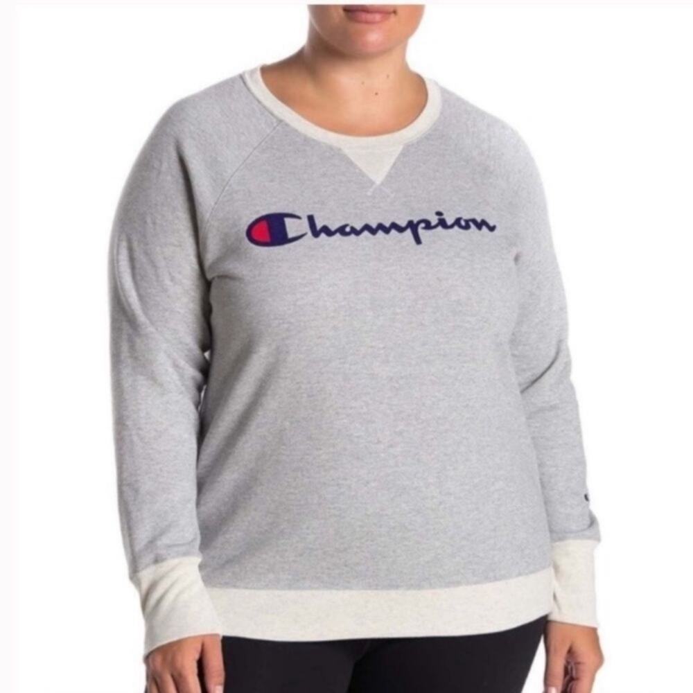 Champion Oxford Fleece pullover sweatshirt grey plus size 4X logo classic - Picture 4 of 13